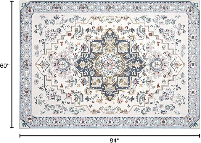 Phantoscope Washable Area Rug 5'x7' Non-Slip, Vintage Boho Rugs - Image 2