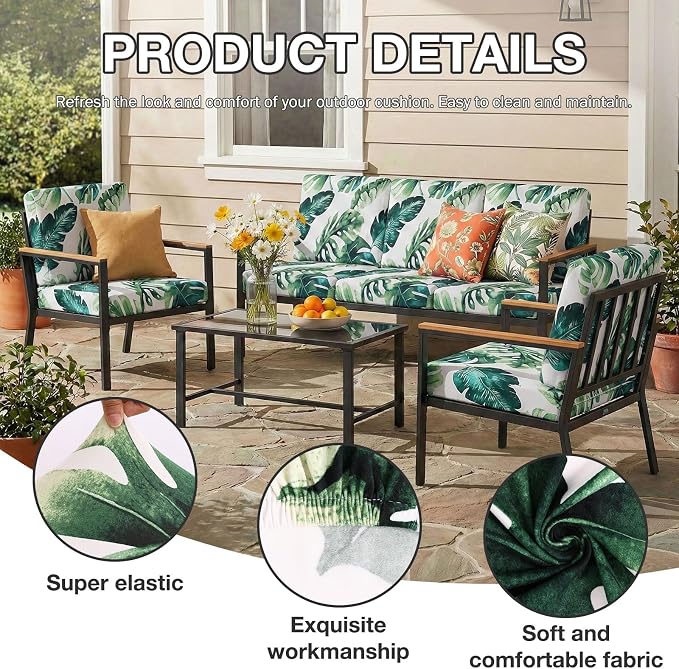 hyha 14Pcs Patio Cushion Covers, Stretch Outdoor Couch Cushion Covers, Washable - Image 3