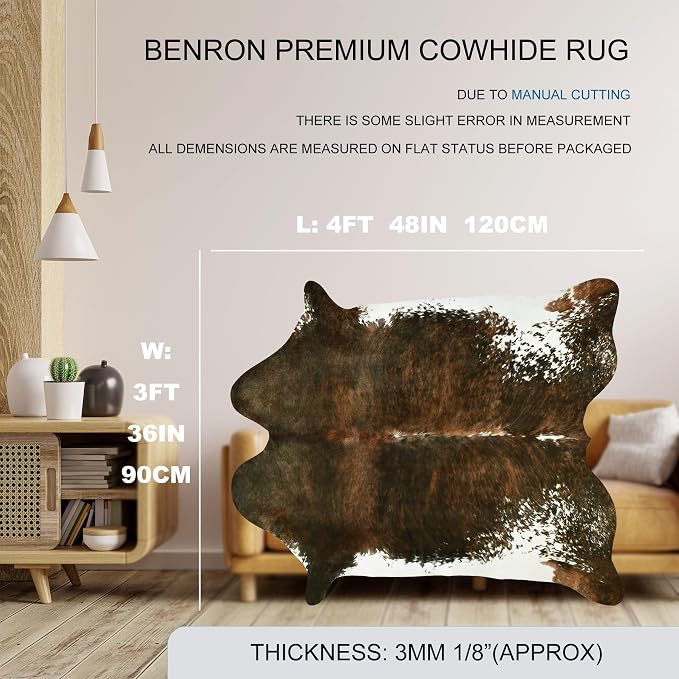 BENRON Faux Cowhide Rug Small, Western Cow Hide Rugs - Image 2