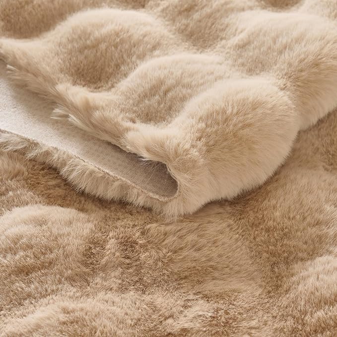 Lotus Karen Fluffy Khaki Rug for Living Room Bedroom, 5x7 Big Bubble Plush shag - Image 7