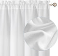 Chyhomenyc White Curtains 54 Inch Length 2 Panels, Faux Linen Textured Semi by Chyhomenyc