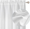 Chyhomenyc White Curtains 96 Inch Length 2 Panels, Faux Linen Textured Semi by Chyhomenyc