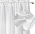 Chyhomenyc White Curtains 63 Inch Length 2 Panels, Faux Linen Textured Semi by Chyhomenyc