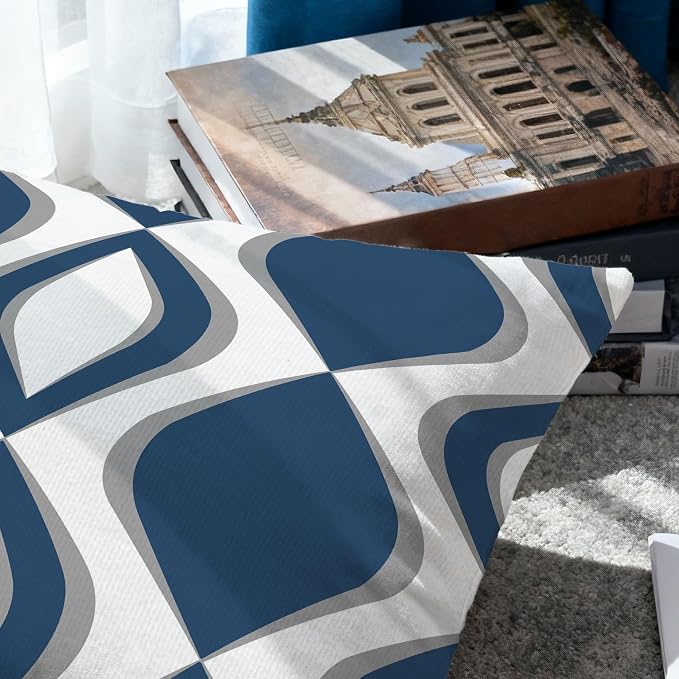Hexagram Navyblue Geometric Pillow Covers 18x18 Set of 4, Decorative Outdoor - Image 4