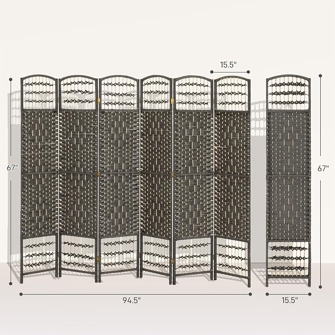 HOMCOM 6 Panel Room Divider, Folding Privacy Screen, 5.6' Room Separator - Image 7