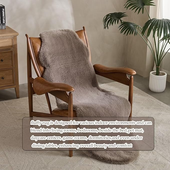 1700GSM Fuzzy Faux Sheepskin Fur Area Rug, Extra Soft Faux Fur Mat, Fluffy - Image 3