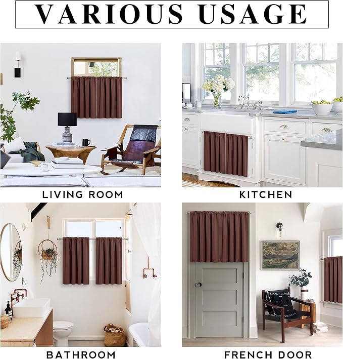RYB HOME Kitchen Blackout Curtains Over Sink 36 inch Length, Rod Pocket Summer - Image 7