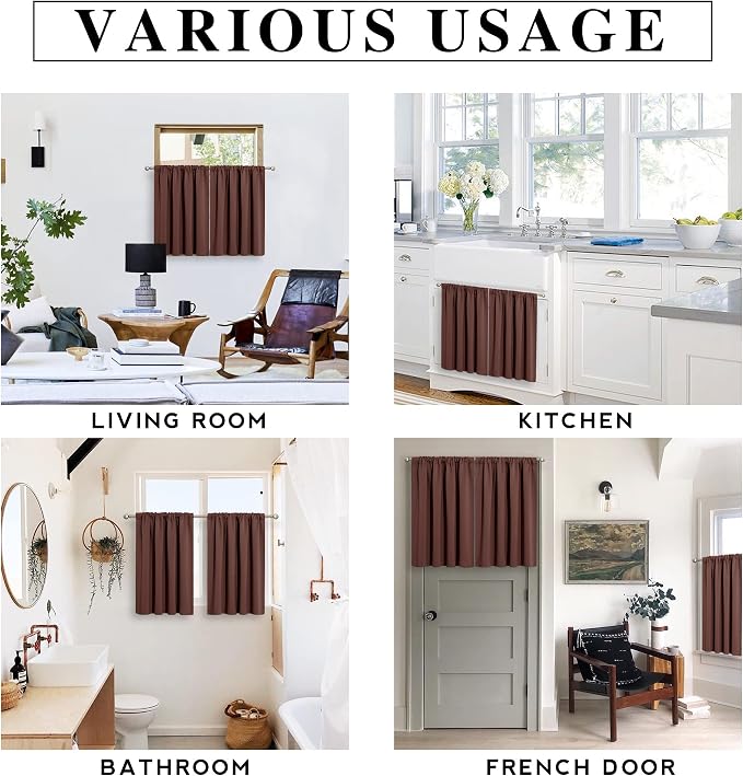 RYB HOME Cafe Blackout Curtains 24 inch Length, RV Curtains - Image 6
