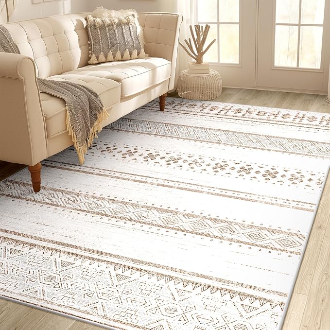 BESTSWEETIE 4x6 Area Rugs for Living Room Washable Moroccan Farmhouse Neutral - Image 7