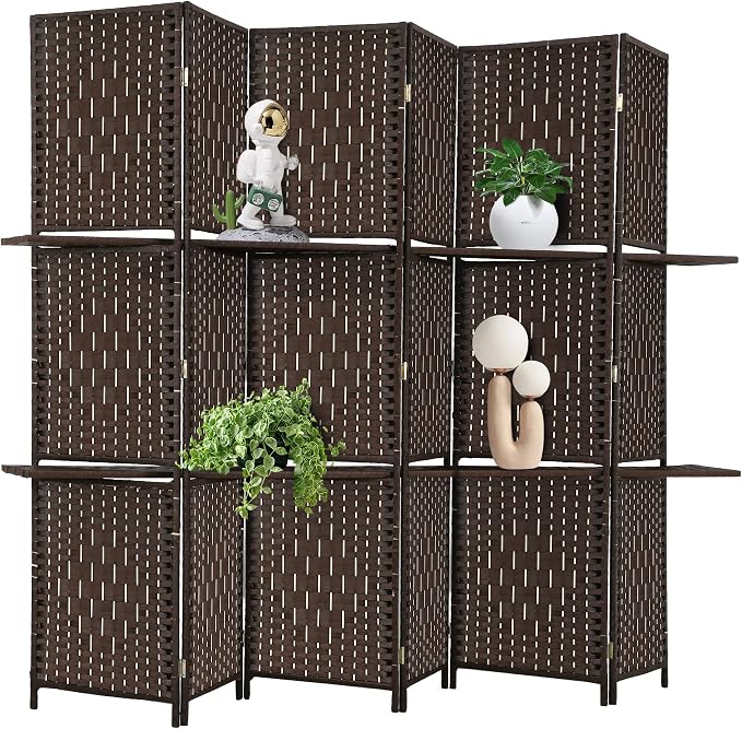 Room Divider 6 Panel Room Screen Divider Folding Portable partition Screen Wood by FDW