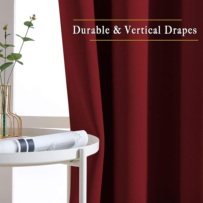 NICETOWN Burgundy Blackout Curtains Grommet - Image 5