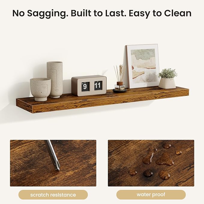 Fun Memories Floating Shelves for Wall, Rustic Wood Wall Mounted Shelves for - Image 4