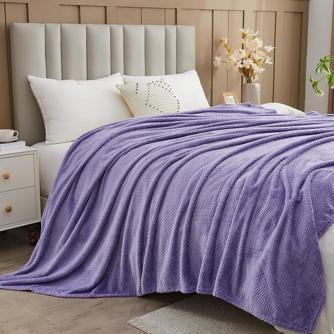 NEWCOSPLAY Super Soft Queen Blanket Lavender Premium Silky Flannel Fleece - Image 3