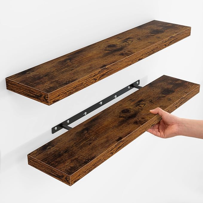 Fun Memories Floating Shelves for Wall, Rustic Wood Wall Mounted Shelves for by FunMemories