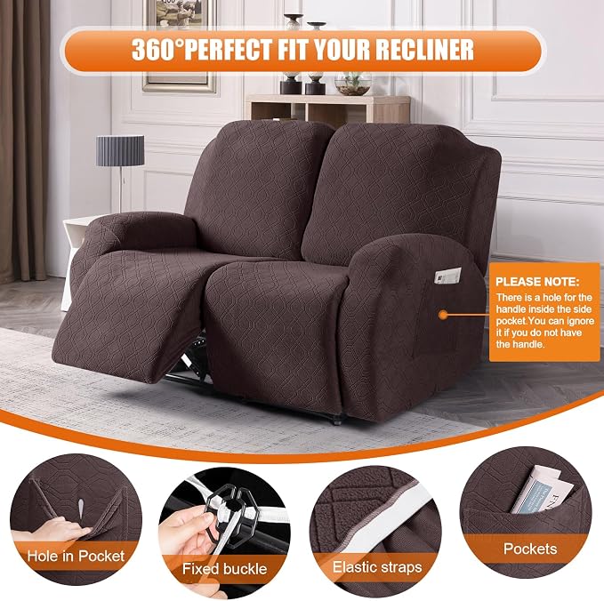 VANSOFY Recliner Cover, 2-Pieces Stretch Reclining Couch Cover - Image 6