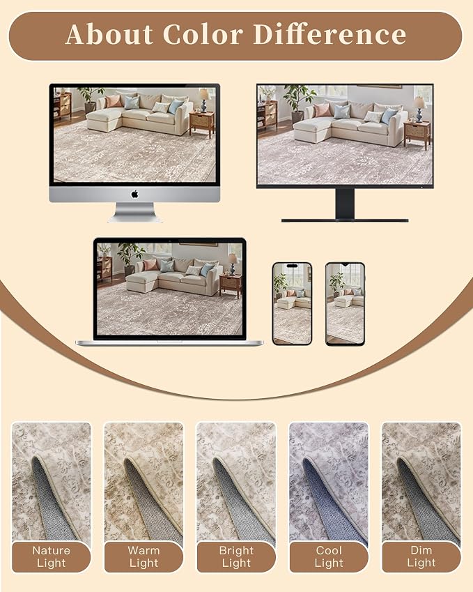 Madane 8x10 Area Rugs for Living Room, Machine Washable Vintage Rug - Image 8