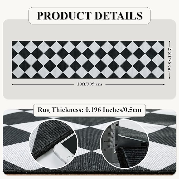 Beeiva Checkered Print Washable Rug Runners - Image 2
