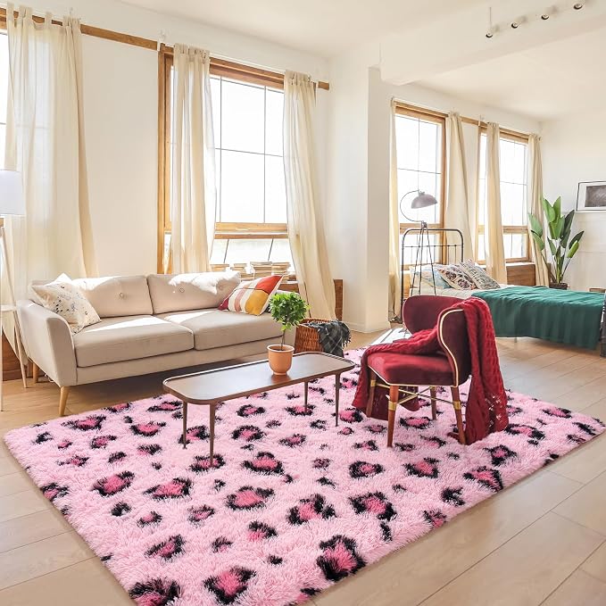 Amearea Fluffy Area Rug, Modern Shag Leopard Print Rugs Home Decor - Image 3
