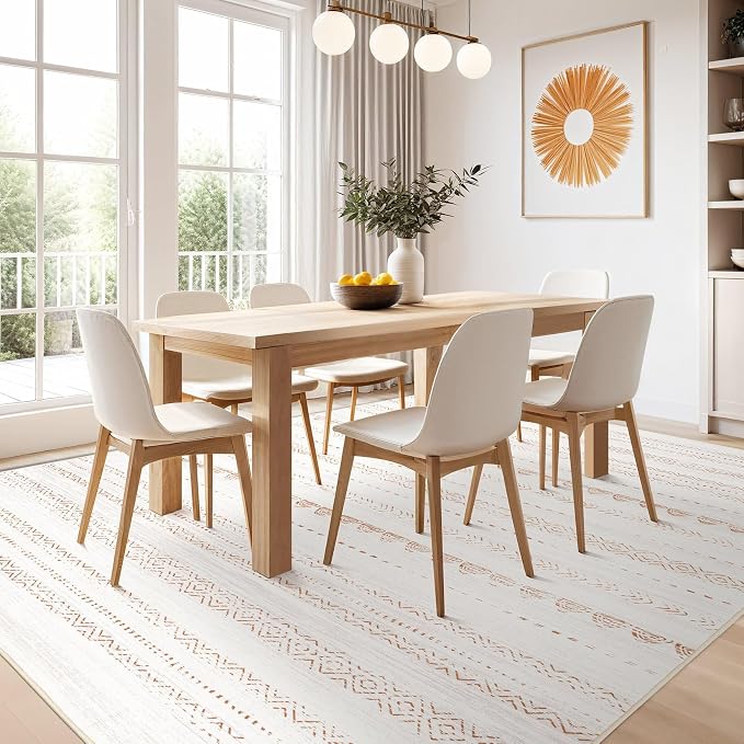 Nakagishi 8x12 Area Rugs Living Room: Washable Boho Large Neutral Soft - Image 7