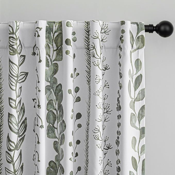 MEETSKY Sage Green Blackout Curtains 72 Inches Long 2 Panels Boho Curtains by MEETSKY