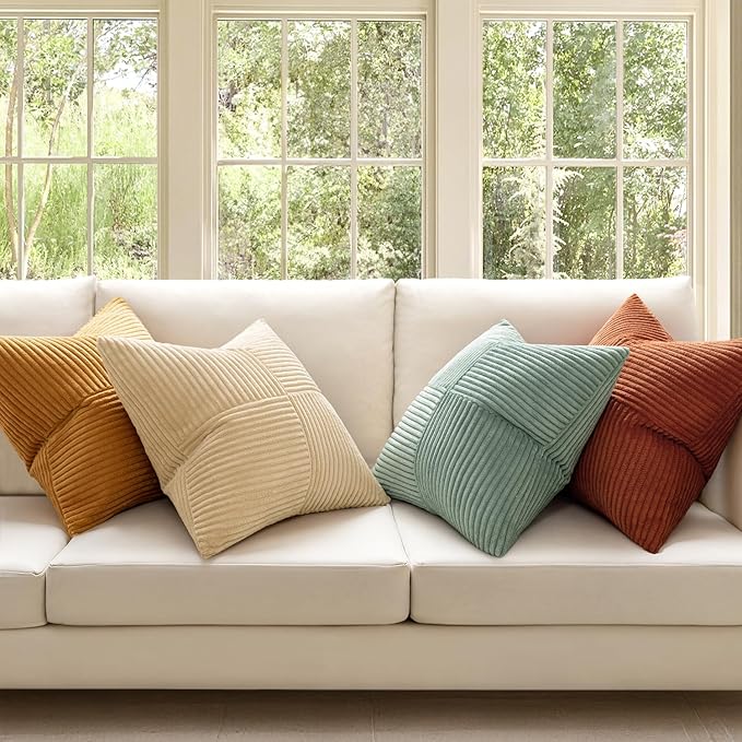 MIULEE Teal-Orange Decorative Throw Pillow Covers 16x16 Inch Set of 4 Boho - Image 2