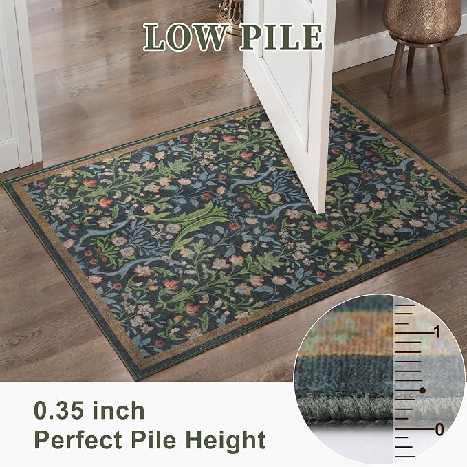 Tangsoo Green Washable Entry Rug, 2x3 Small Area Throw Rugs - Image 4