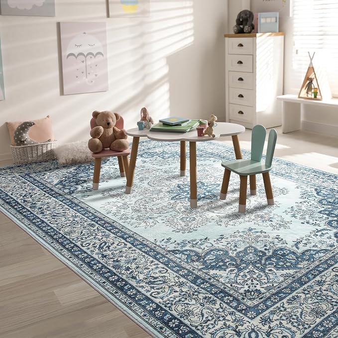 Area Rug for Living Room, 6x9Ft Non-Slip Vintage Area Rug, Machine Washable - Image 3