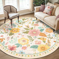 RELEANY Floral Nursery 8ft Area Rugs Washable Print Boho Cute Carpet Non Slip by RELEANY