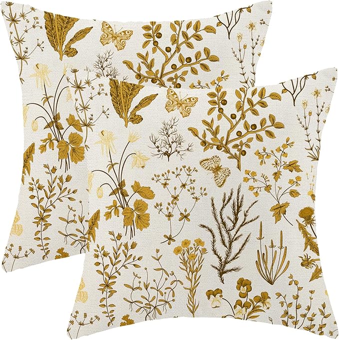 AEIOAE Summer Pillow Covers 24x24 Inch Set of 2, Mustard Yellow Wild Flower by AEIOAE