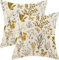 AEIOAE Summer Pillow Covers 24x24 Inch Set of 2, Mustard Yellow Wild Flower by AEIOAE