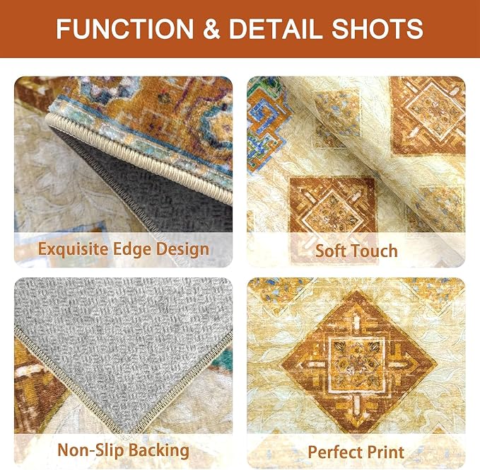 Tritard 100% Non Slip Kitchen Rugs Sets of 3 Washable Boho Kitchen Mats - Image 5