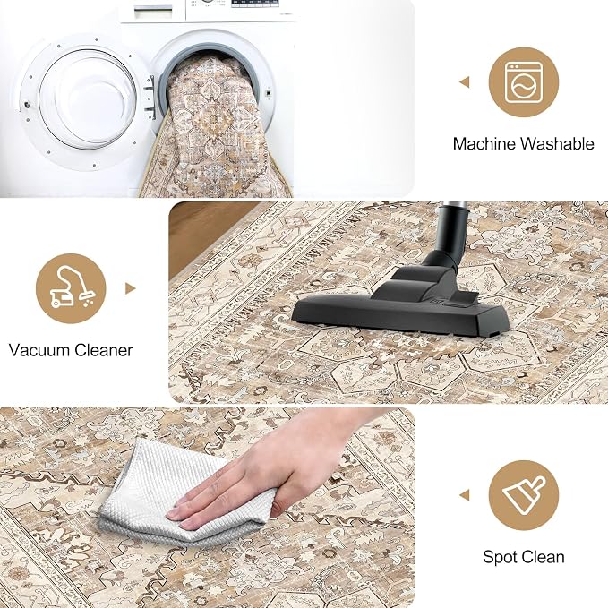 Yamaziot Washable Runner Rug, 2x8 Non-Slip Boho Vintage Hallway Rug Runner - Image 5