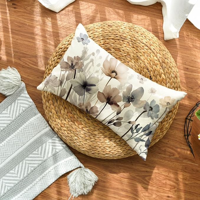 AVOIN colorlife Poppy Flowers Chinoiserie Spring Fall Throw Pillow Cover - Image 2