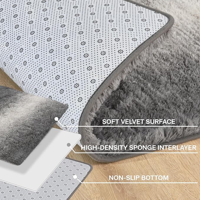Meralax Gradient 5x8 Grey Rugs for Living Room Bedroom, Machine Washable Soft - Image 4