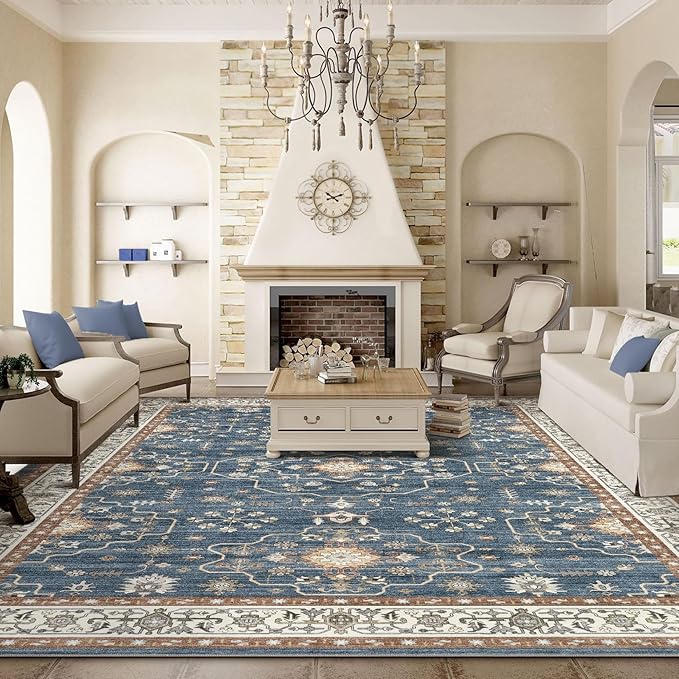 5x7 Area Rug for Living Room- Machine Washable Soft Oriental Vintage Large - Image 3