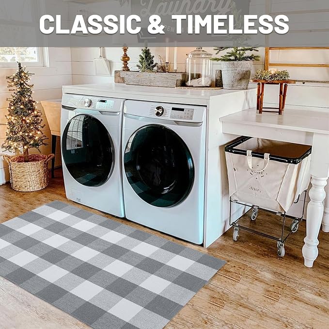 IOHOUZE Buffalo Plaid Checkered Rug 27.5" X 43" Front Door Mats, Washable Area - Image 4