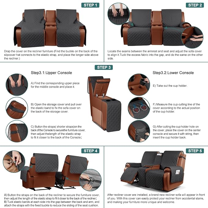 Ruaozz Waterproof Loveseat Recliner Cover - Image 7