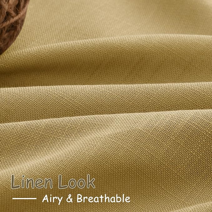 Nanspring Gold Linen Curtains 84 Inch Length 2 Panels Set - Image 5