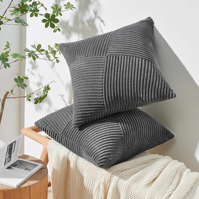 Topfinel Set of 2 Decorative Darkgrey Throw Pillow Covers 22x22 Inch Soft - Image 4