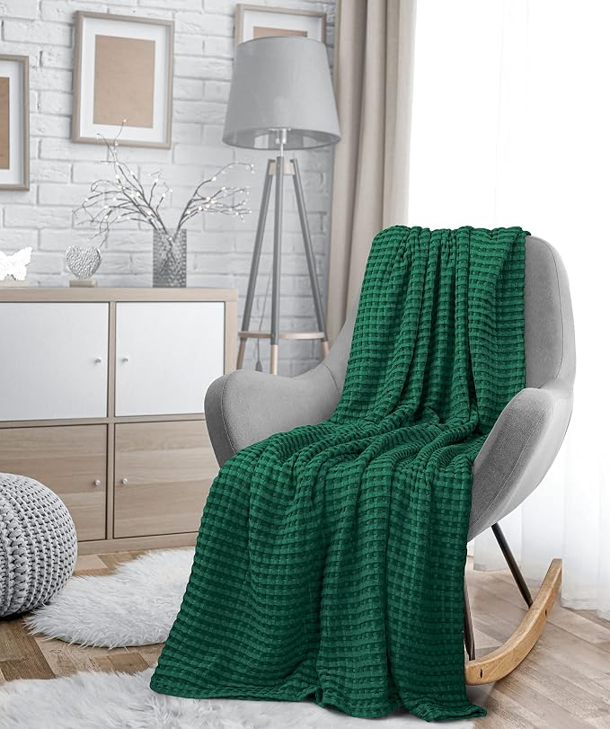 Utopia Bedding Forest Green 100% Cotton Waffle Blanket 300 GSM Soft Lightweight - Image 8