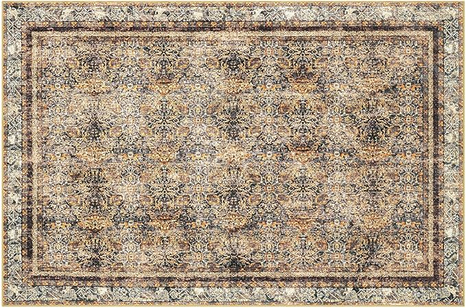 Phantoscope Washable Area Rug 9'x12' Non-Slip, Vintage Neutral Rugs - Image 3
