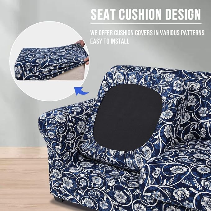 hyha Couch Cover, Loveseat Covers, Floral Pattern, 3 Pieces, Sofa Slipcovers - Image 2
