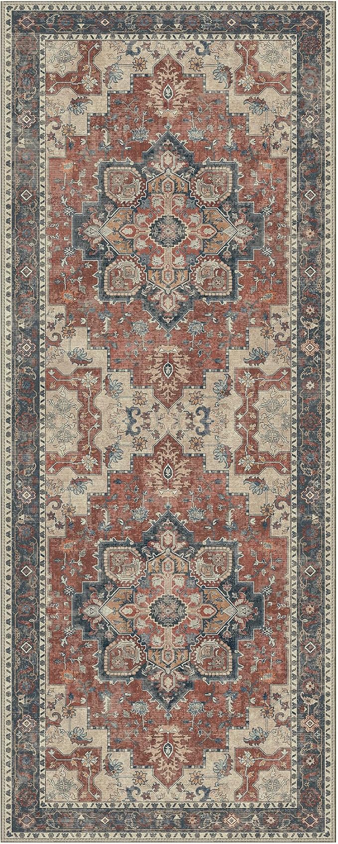 GENIMO 2'6''x10 Runner Rugs for Hallway, Machine Washable Non Slip Vintage Rugs - Image 8