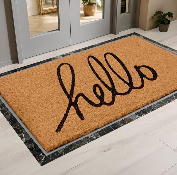 Extra Large Coir Door Mat 3x5 Ft – “Hello” Front Door Mat – Heavy Duty Natural - Image 3