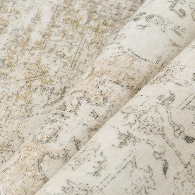 PureCozy Entryway Area Rug 3x4 Washable Beige Vintage Distressed Carpet - Image 7