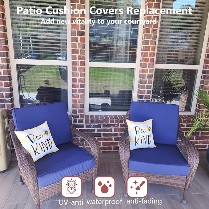 Oslimea Outdoor Cushion Cover 25x25x5 Waterproof Patio Cushion Seat Cover 4 - Image 2