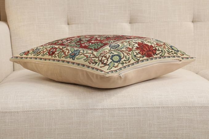 C Charlotte Home Furnishings Inc Tree of Life Red Belgian Cushion Cover - 16 - Image 4