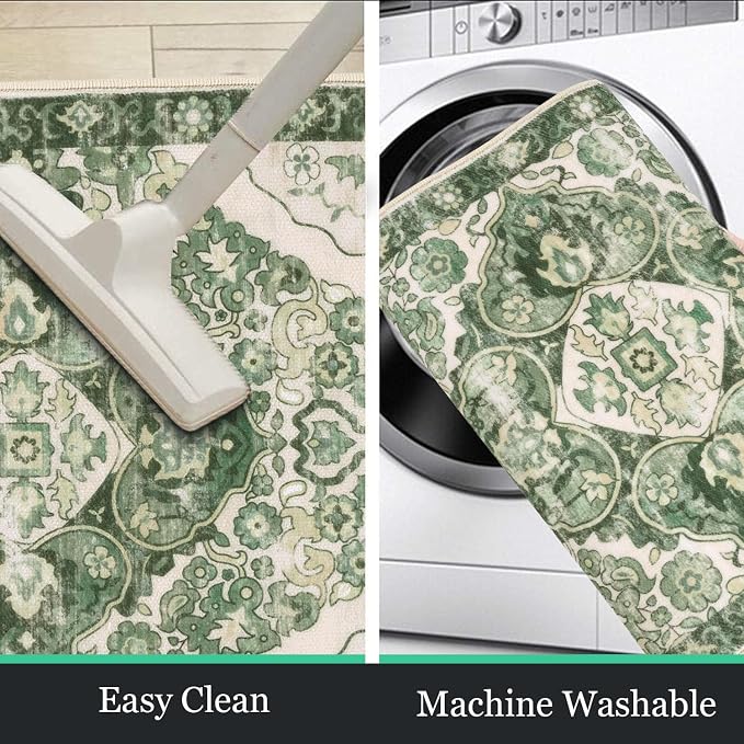 HEBE Farmhouse Kitchen Rugs Sets of 3 Non Slip Washable Boho Kitchen Rugs and - Image 4
