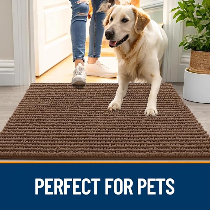 OLANLY Dog Door Mat for Muddy Paws 47x20, Ultra Absorbent Chenille Mud Doormat - Image 6