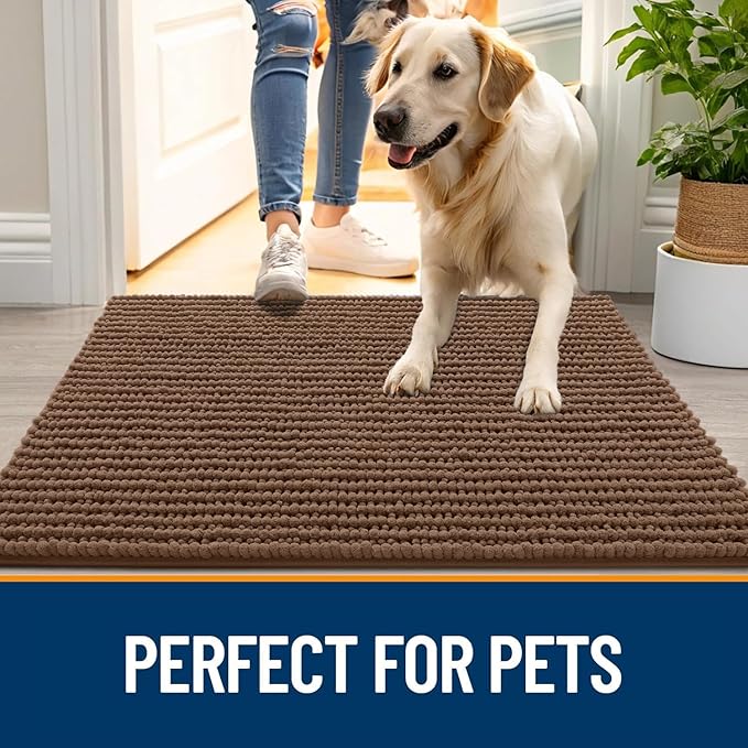 OLANLY Dog Door Mat for Muddy Paws 34x21, Ultra Absorbent Chenille Mud Doormat - Image 6